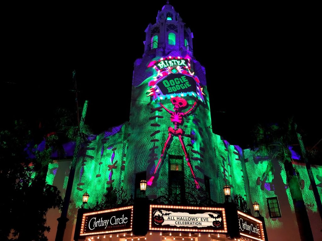 Oogie Boogie Bash Disney California Adventure projections on Carthay Circle
